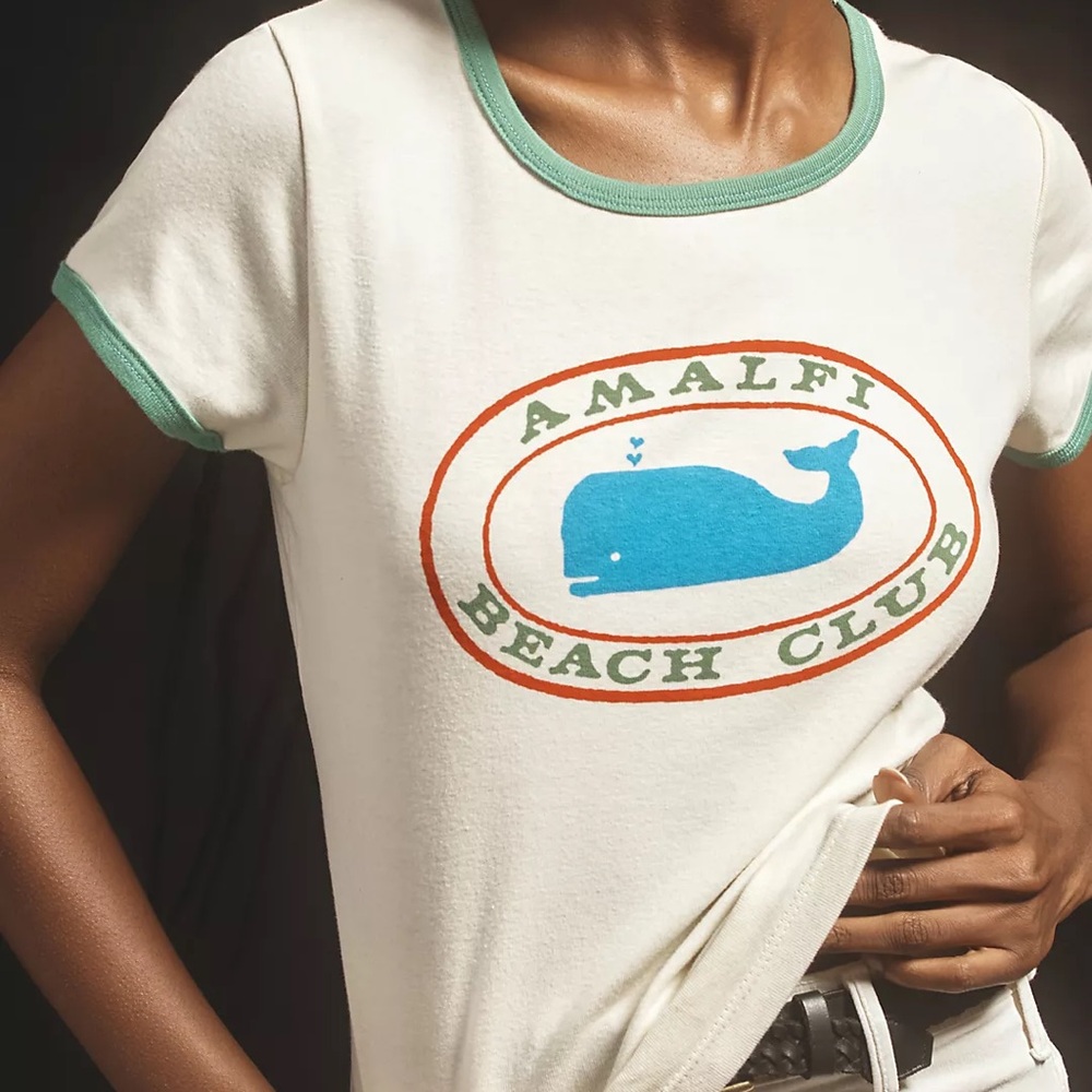 NWT MOTHER The Itty Bitty Tinger Amalfi Beach Club Tee